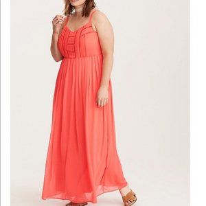 Torrid Coral Chiffon Maxi Dress sz 0x/12W